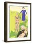 Flappers golfing-null-Framed Art Print