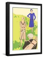 Flappers golfing-null-Framed Art Print