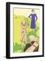 Flappers golfing-null-Framed Art Print