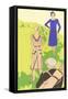 Flappers golfing-null-Framed Stretched Canvas