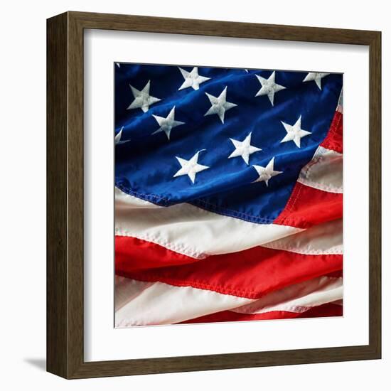 Flapping Flag Usa With Wave-Irochka-Framed Art Print