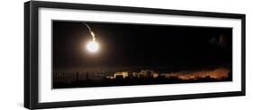 Flares and Smoke are Seen During an Israeli Military Operation in Downtown Gaza City-null-Framed Photographic Print