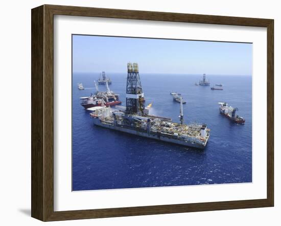 Flaring Operations Conducted by the Drillship Discoverer Enterprise-Stocktrek Images-Framed Photographic Print