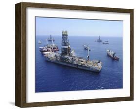 Flaring Operations Conducted by the Drillship Discoverer Enterprise-Stocktrek Images-Framed Photographic Print