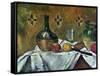 Flask, Glass and Fruit, 1877-Paul Cézanne-Framed Stretched Canvas