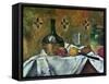 Flask, Glass and Fruit, 1877-Paul Cézanne-Framed Stretched Canvas