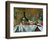 Flask, Glass and Fruit, 1877-Paul Cézanne-Framed Giclee Print