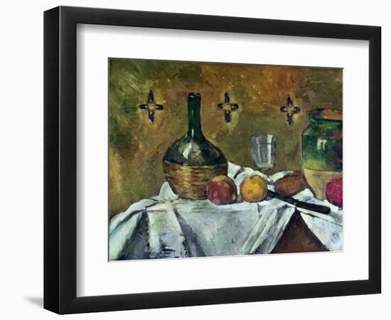 Flask, Glass and Fruit, 1877-Paul Cézanne-Framed Giclee Print