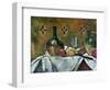 Flask, Glass and Fruit, 1877-Paul Cézanne-Framed Giclee Print