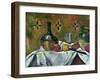 Flask, Glass and Fruit, 1877-Paul Cézanne-Framed Giclee Print