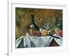 Flask, Glass and Fruit, 1877-Paul Cézanne-Framed Giclee Print