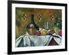 Flask, Glass and Fruit, 1877-Paul Cézanne-Framed Giclee Print