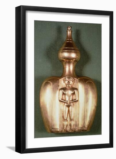 Flask with a Figure of a Cacique Realized from Molten Gold Lost Wax-null-Framed Giclee Print