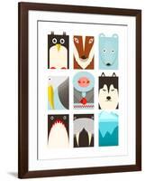 Flat Arctic Symbols Set. North Pole Animals Collection. Vector Layered Eps8 Illustration.-Popmarleo-Framed Art Print