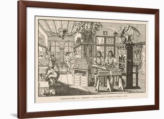 Flat-Bed Press and Other Equipment of a German Printer's Workplace-Abraham Von Werdt-Framed Art Print