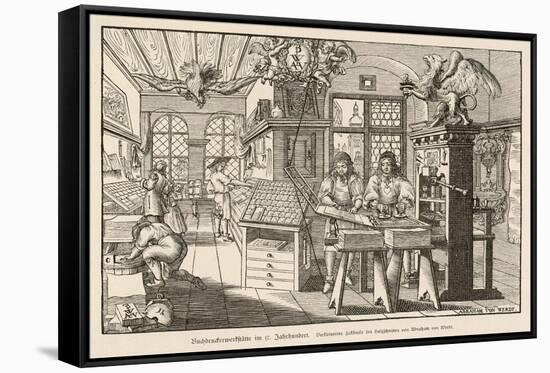 Flat-Bed Press and Other Equipment of a German Printer's Workplace-Abraham Von Werdt-Framed Stretched Canvas