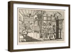 Flat-Bed Press and Other Equipment of a German Printer's Workplace-Abraham Von Werdt-Framed Art Print