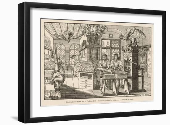 Flat-Bed Press and Other Equipment of a German Printer's Workplace-Abraham Von Werdt-Framed Art Print