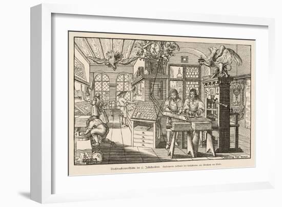 Flat-Bed Press and Other Equipment of a German Printer's Workplace-Abraham Von Werdt-Framed Art Print