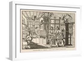 Flat-Bed Press and Other Equipment of a German Printer's Workplace-Abraham Von Werdt-Framed Art Print