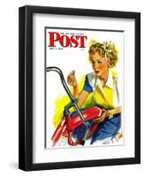 "Flat Bike Tire," Saturday Evening Post Cover, July 24, 1943-Alex Ross-Framed Premium Giclee Print