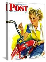 "Flat Bike Tire," Saturday Evening Post Cover, July 24, 1943-Alex Ross-Stretched Canvas