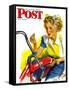 "Flat Bike Tire," Saturday Evening Post Cover, July 24, 1943-Alex Ross-Framed Stretched Canvas