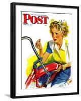 "Flat Bike Tire," Saturday Evening Post Cover, July 24, 1943-Alex Ross-Framed Premium Giclee Print