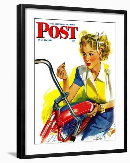 "Flat Bike Tire," Saturday Evening Post Cover, July 24, 1943-Alex Ross-Framed Premium Giclee Print