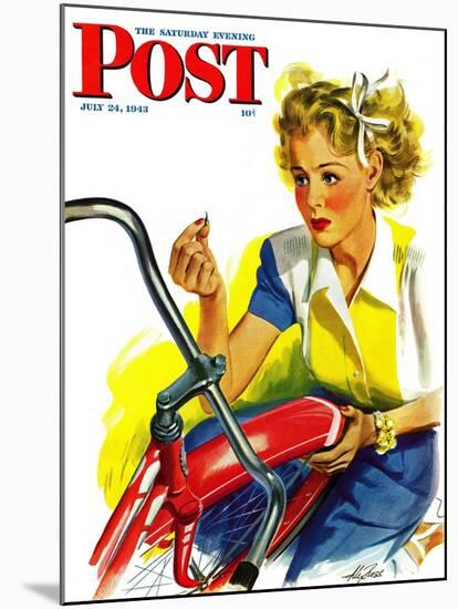 "Flat Bike Tire," Saturday Evening Post Cover, July 24, 1943-Alex Ross-Mounted Giclee Print