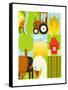 Flat Childish Rectangular Agriculture Farm Set. Country Design Collection. Raster Variant.-Popmarleo-Framed Stretched Canvas