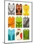 Flat Childish Rectangular Animals Set. Animals Design Collection. Raster Variant.-Popmarleo-Mounted Art Print