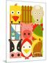 Flat Childish Rectangular Cattle Farm Animals Set. Animals Design Collection. Vector Layered Eps8 I-Popmarleo-Mounted Art Print