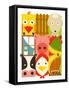 Flat Childish Rectangular Cattle Farm Animals Set. Animals Design Collection. Vector Layered Eps8 I-Popmarleo-Framed Stretched Canvas