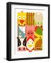 Flat Childish Rectangular Cattle Farm Animals Set. Animals Design Collection. Vector Layered Eps8 I-Popmarleo-Framed Art Print