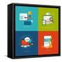 Flat Design Concept Icons for Web and Mobile Services and Apps-PureSolution-Framed Stretched Canvas