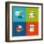 Flat Design Concept Icons for Web and Mobile Services and Apps-PureSolution-Framed Art Print