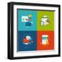 Flat Design Concept Icons for Web and Mobile Services and Apps-PureSolution-Framed Art Print