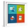 Flat Design Concept Icons for Web and Mobile Services and Apps-PureSolution-Framed Art Print