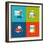 Flat Design Concept Icons for Web and Mobile Services and Apps-PureSolution-Framed Art Print