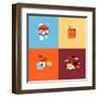 Flat Design Icons for Online Shopping-PureSolution-Framed Art Print