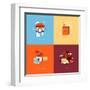 Flat Design Icons for Online Shopping-PureSolution-Framed Art Print