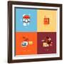 Flat Design Icons for Online Shopping-PureSolution-Framed Art Print