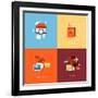 Flat Design Icons for Online Shopping-PureSolution-Framed Art Print