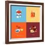 Flat Design Icons for Online Shopping-PureSolution-Framed Art Print