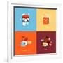 Flat Design Icons for Online Shopping-PureSolution-Framed Art Print