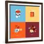 Flat Design Icons for Online Shopping-PureSolution-Framed Art Print