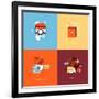 Flat Design Icons for Online Shopping-PureSolution-Framed Art Print