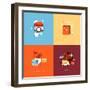 Flat Design Icons for Online Shopping-PureSolution-Framed Art Print