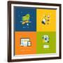 Flat Design Icons for Web and Mobile Services and Apps-PureSolution-Framed Art Print